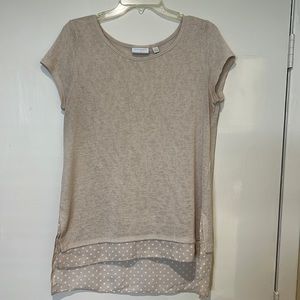 Mixed media short sleeved tunic top